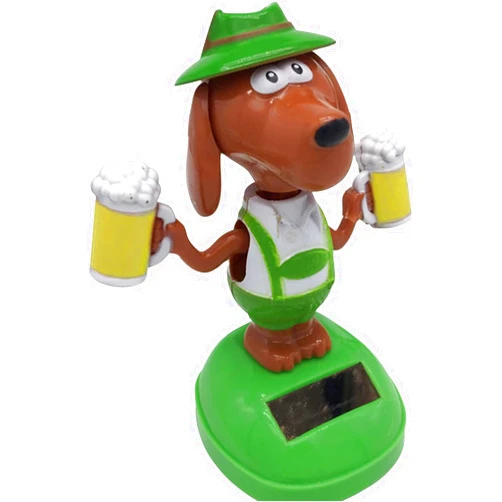 Labriciyon 1Pc Green Solar Powered Dancing Beer Dog Ornaments,Swinging Animated Dancer,Solar Powered Dancing Dog,Car Bobble Head Decors,Bobble Head Figures Dashboard Doll,Solar Power Kits,Learning and Education
