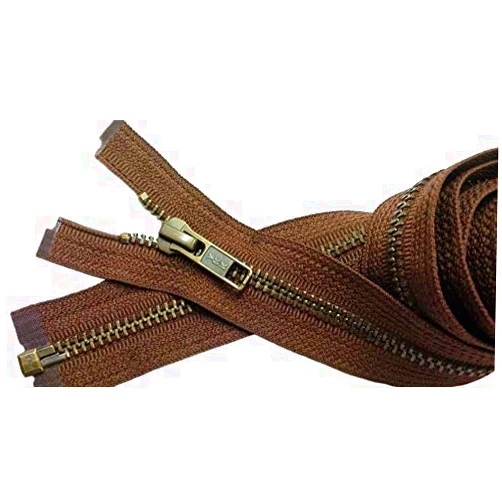 YKK®- Jacket Zippers 5 Antique Brass- Metal Teeth Separating for Crafter's Special Color Seal Brown #568 Made in USA -Custom Length (Length 25 inches)