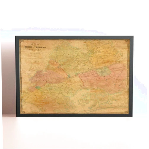 MG Global Print Poster of Old 1852 of Kings & Part Queens County New York | 11x17 12x18 16x24 24x36 Unframed Historical Wall Art for Gift | Vintage Antique Rustic Home Office Decor