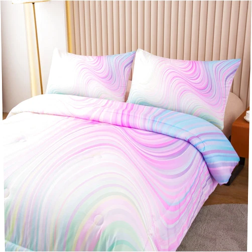 Bodhi Tie Dye Marbling Comforter Colorful Marble Teen Girl Bedding Set Watercolor Pastel Pink Blue Purple Comforter Set Marble Abstract Kids Bedding Set 2 Piece Bright Girly Comforter (Twin)