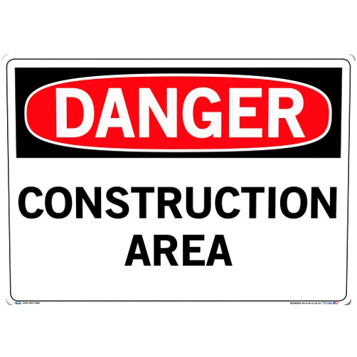Vestil SI-D-56-E-LB-011 CONSTRUCTION AREA Danger Label, Vinyl, 0.011