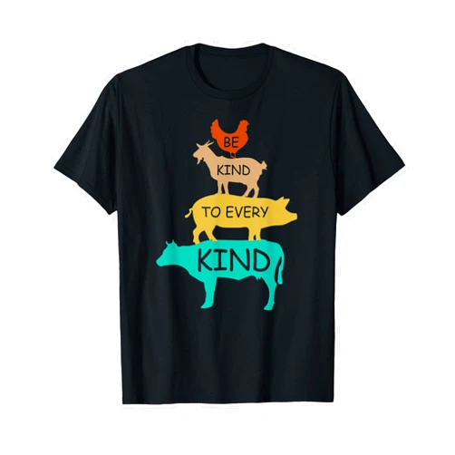 Vegetarians Cool Vegan Gifts Apparel Co. Be Kind To Every Kind Retro Vintage Funny Vegetarian Vegan T-Shirt