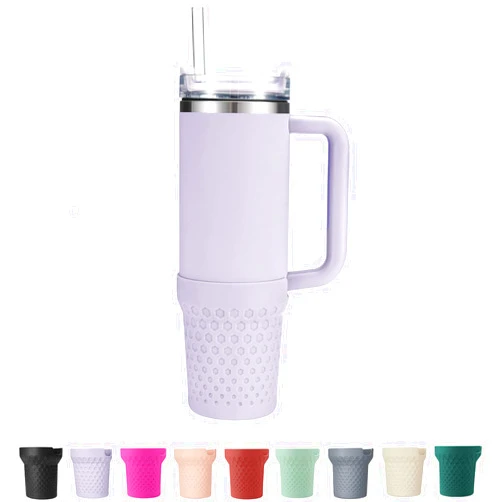 Uvafly Silicone Boot for Stanley, Cup Bottom Protector Sleeve Accessories for Stanley Quencher H2.0 FlowState Tumbler 20oz/30oz/Stanley Adventure Quencher Tumbler 24oz (Purple)