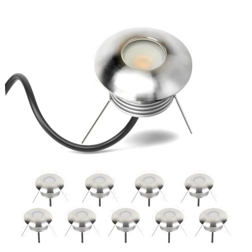 Landscapestation 10 Packs LED Deck Step Lights, 1W LED Mini Well Lights Waterproof Low Voltage In Ground Light for Indoor Outdoor Stairs, Handrail, Deck, Fence, Wall Corner, DC12V-24V (Warm White)