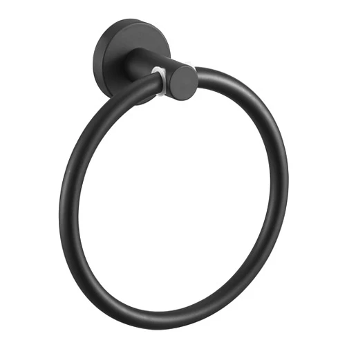 Eiggsco Towel Ring Hand Towel Holder for Bathroom , 304 Stainless Steel Wall Mount Bathroom Hardware , 6 x 1.2 x 6 inches (Black) (Black)