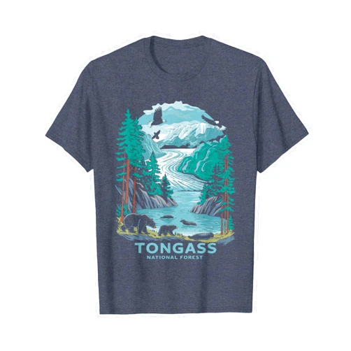 The National Parks Corner Shop Vintage Tongass National Forest Bears Alaska Hiking Souvenir T-Shirt