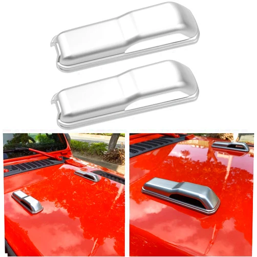 YANWEN Engine Hood Hinge Cover Trim Compatible with Jeep Wrangler JL JLU 2018-2020,For 2020 Jeep Gladiator JT (1Pair Silver)
