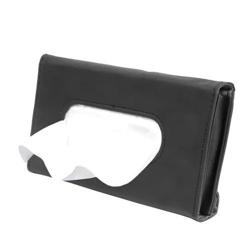 Carstuus 2 Pack Car Visor Tissue Holder, PU Leather Napkin Cover, Paper Tissue Dispenser for Visor & Backseat, Vehicle（Black）