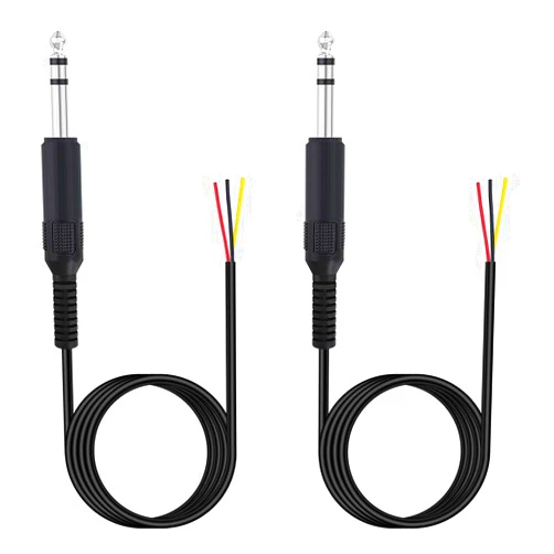 Fancasee 2 Pack 6 ft Replacement 6.35mm Male Plug to Bare Wire Open End TRS 3 Pole Stereo 1/4