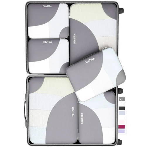 OlarHike 6 Set Packing Cubes for Travel, OlarHike 3 Various Sizes(Large,Medium,Small) Luggage Organizer Bags for Travel Accessories Travel Essentials, Travel Cubes for Carry on Suitcases (Grey)