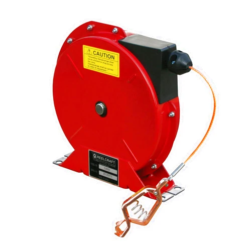 Reelcraft 3050 50’ Spring Retractable Grounding Reel, Nylon Coated Cable Made From Industrial Grade Carbon Steel