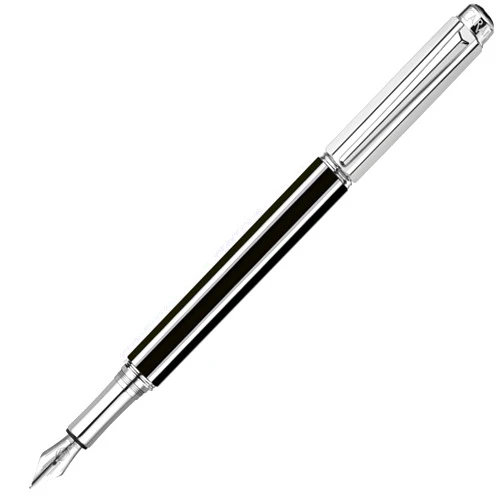 Caran d'Ache Varius Silver Plated Medium Fountain Pen - China Black