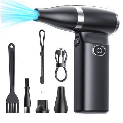 GANDASHI Electric Compressed Air Duster Cordless: 60 MPH High Wind Speed Mini Air Blower for Electronics Portable Computer Cleaner Hand Keyboard Cleaning Powerful Duster for Car, Fans and Other Sences