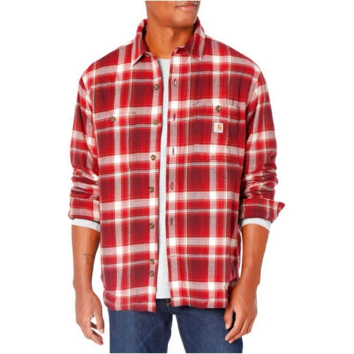 Carhartt Men's Rugged Flex Relaxed Fit Midweight Flannel Fleece-Lined Shirt