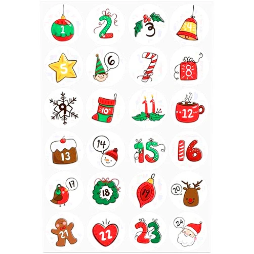 BWESOO Christmas Advent Calendar Numbers Sticker,Advent Calendar Numbers Labels Self-Adhesive for Xmas Countdown Calendar DIY Gifts Craft Christmas Decorations Seasonal Décor