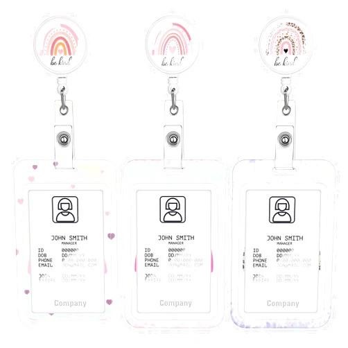 BESARME 3 Set Rainbow Badge Holder with Retractable Reel, Retractable ID Badge Holders with Clip Name Key Card Holder Case for Nurse Doctor Teacher Office School