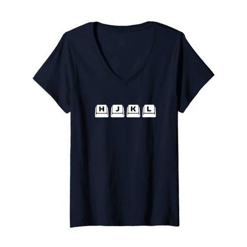 Vi & Vim Coder & Programmer Merch by Geeksta Womens HJKL Computer Keyboard Keys Design for vi & Vim Users V-Neck T-Shirt