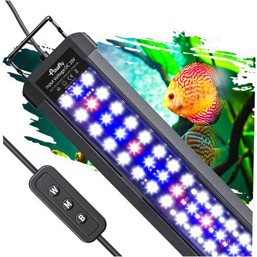 Pawfly 14W Aquarium LED Light for 18 to 24 Inch Fish Tanks Extendable Fish Tank Light with Full Spectrum Brilliant White Blue Red Lights with Daytime & Night Modes and Adjustable Brightness