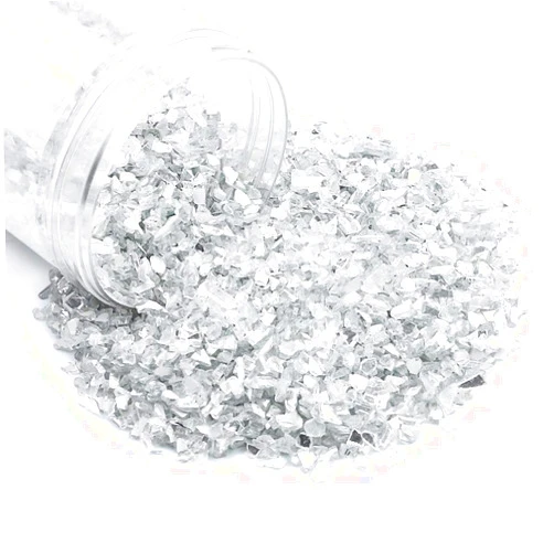 BILLIOTEAM 2.2lb/1000g Decoration Crushed Glass,Reflective White Glass Gravel Pebbles Stone Beads Chips for Platinum Reflective,Resin Art,Fish Tank Aquarium Garden