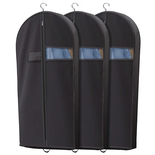 Lazebox 3 packs Garment Bags for Travel and Closet Storage with Zipper Pocket, Heavy Duty Waterproof Hanging Suit Bag with Handles for Suits, Coats, Jackets, Shirts