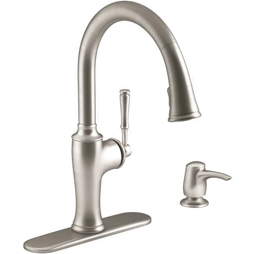 KOHLER Cardale Vibrant Stainless 1-Handle Pull-Down Kitchen Faucet-Model # R72247-SD-VS