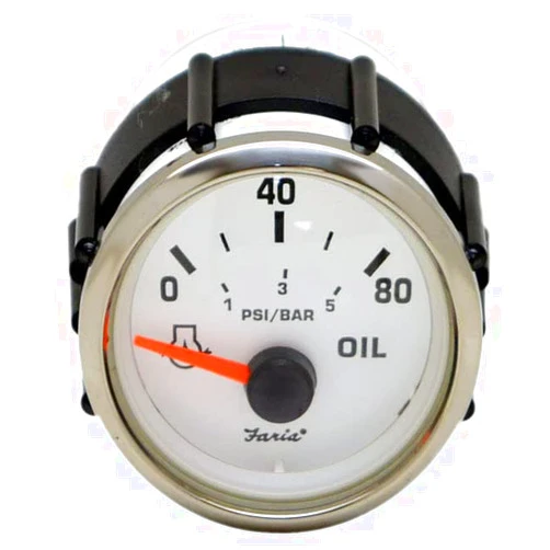 Generic Faria Boat Oil Pressure Gauge GP7792A | 2 Inch Silver White