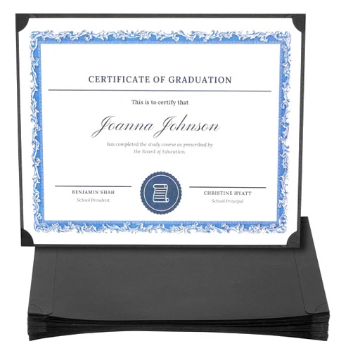 Best Paper Greetings 24-Pack Single Sided Award Certificate Holders - Bulk Certificate Holders for Graduation, Diploma, Employee Appreciation, Certification (fits 8.5x11, Black)
