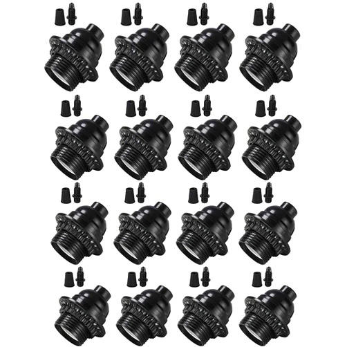 Aplstar Black E26/ E27 Light Sockets, Retro Edison Lamp Holder with E26 Medium Screw, 200℃ Heat Resistant Standard Screw-in Lamp Socket for Vintage Edison Bulbs Pendant Lamp (16PACK)