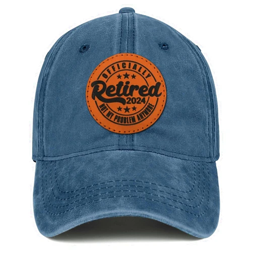 BBsoft Retired Hat Retirement Gifts for Men Women Retired 2024 Not My Problem Anymore Leather Pattern 100% Cotton Baseball Cap