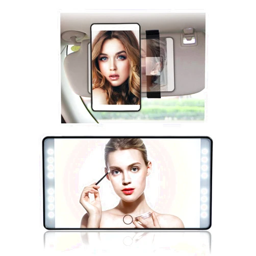 Beeannavot Car Visor Vanity Mirror,Car Makeup Mirror with LED Lights,Rotatable 90°Built-in Battery Rechargeable with Touch Screen Makeup Travel Mirror,3 Light Mode Dimmable for Car Truck SUV