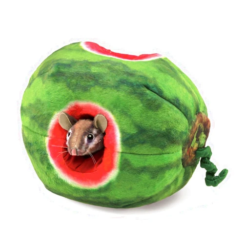 Folkmanis 3128 Chipmunk in Watermelon Finger Puppet, One Size, Green/Red/Brown