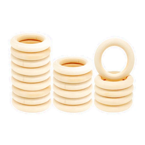 HANWER 20PCS Natural Wood Rings for Crafts, Macrame Rings for DIY, Wooden Rings Without Paint, Pendant Connectors 55mm/2.2inch