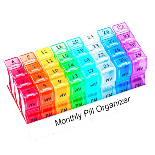 COLORWING Monthly Pill Organizer 2 Times a Day, one Month Pill Box AM PM, 30 Day Pill Case Small Compartments to Hold Vitamin and Travel Medicine Organizer, 31 Day Pill Organizer, 4 Week Pill Cases