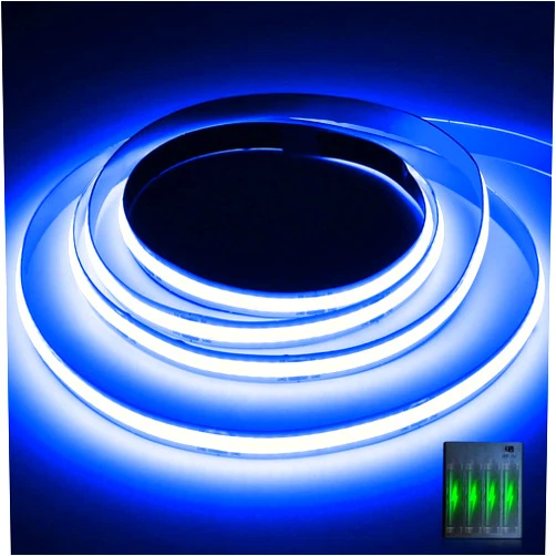 Smacen Battery Powered COB Led Strip Lights, 4.92Ft Battery Operated Blue LED Strip Light, High Brightness Flexible LED Tape Lights for Room, Cabinet, Bedroom, Kitchen, Party, Home DIY Decoration