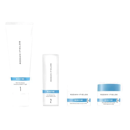 Rodan + Fields Redefine Regimen | Skincare Kit Includes Clay Cleanser, Toner, Triple Defense Cream, & Overnight Cream | Skin Care Gift Set for Women