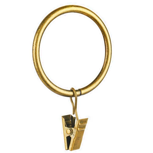 Awtok Curtain Rings - 14 PCS 1.5-Inch Clip Rings for Curtain Panels, This Antique Brass Drapery Curtain Clip Rings Also Apply for Drapery Rod