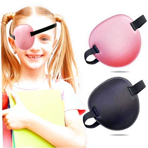 THSIREE 2PCS Eye Patch, Medical Eye Patches for Kids and Adults, Soft Amblyopia Lazy Eye Patches for Left or Right Eyes (Black, Pink)