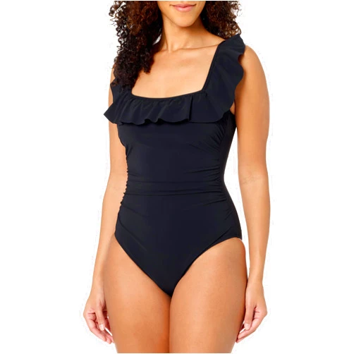Profile by Gottex Women's Standard Tutti Frutti Recycled Square Neck Ruffle One Piece