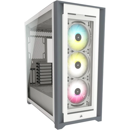 Corsair iCUE 5000X RGB Tempered Glass Mid-Tower ATX PC Smart Case - White
