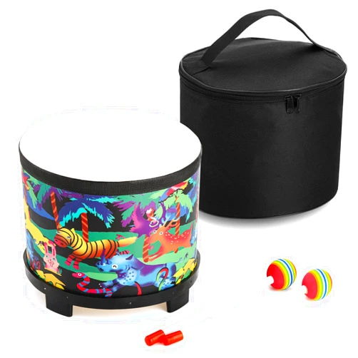 Tosnail 8 Inch Floor Tom Drum with Storage Bag and Mallets for Kids, Percussion Instrument Musical Toy for Children, Toddlers, Christmas Birthday Gift - Jungle