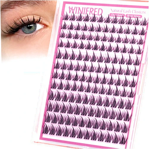 Winifred Fairy Lash Clusters Wispy Eyelash Clusters 10-14mm Cluster Eyelash Extensions Natural Invisible Clear Band Lashes Clusters Spiky Anime Lash Extension Natural Look Manga Individual Lashes