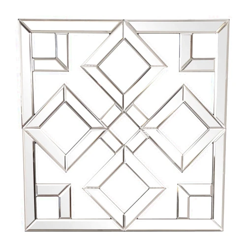 Howard Elliott Collection Howard Elliott Moira Wall Mounted Interlocking Square Mirror with Geometric Shapes, Contemporary Decorative Bevelled Accent Piece for Entryway, Bathroom, Bedroom or Living Room, 20