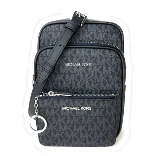 Michael Kors Jet Set Travel Medium Logo Crossbody Bag With Matching Logo Coin Pouch (Black)