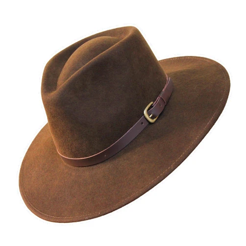 Borges & Scott B&S Premium Lewis - Wide Brim Fedora Hat - 100% Wool Felt - Water Resistant - Leather Band