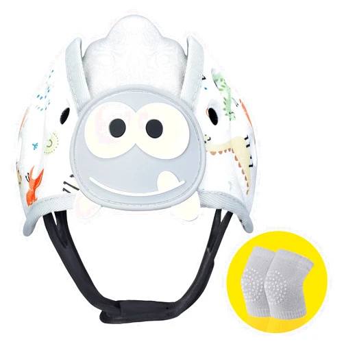 IvyWind Baby Safety Helmet, Breathable Baby Head Protector for Crawling and Walking, Infant Soft Helmet, Anti-Collision, Ultra-Lightweight, Expandable and Adjustable Age 6m-24m (Gray Dinosaur)