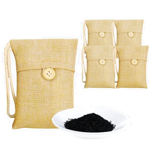 FSLLWGWG 5 Pack Bamboo Charcoal Air Purifying Bag, Activated Charcoal Bags Odor Absorber, Moisture Absorber, Natural Car Air Freshener, Shoe Deodorizer, Odor Eliminators For Home, Pet, Closet