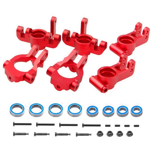 Share Goo ShareGoo Metal Front Steering Knuckles & Base C-Hubs Caster Blocks & Rear Stub Axle Carriers Compatible with 1/10 Losi Tenacity TT Pro 4WD SCT DB Pro Lasernut U4 RC Truck (Red)