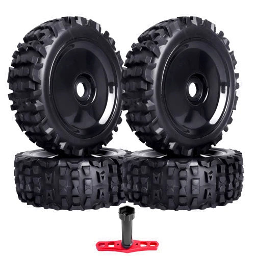 AllinRC 1/8 RC Buggy Tires 17mm Hex RC Wheels and Tires Preglued Mounted with Foam Inserts for Arrma Typhon 3S 6S Talion 6S Senton 6S,Losi 8IGHT, Team Associated HPI Kyosho, Set of 4