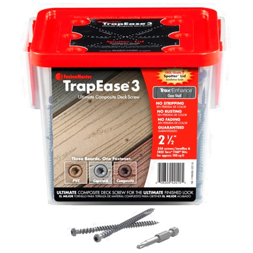FASTENMASTER TrapEase 3 Deck Screws for Composite, PVC and Capstock Decking - Box of 350 - Trex Transcend Rope Swing Color