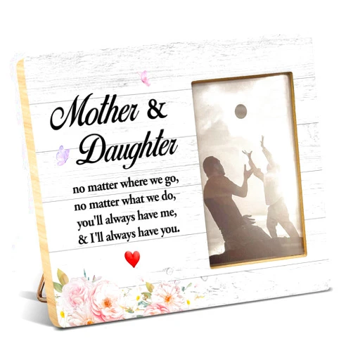 Yuzi-n Mother Gift From Daughter, Appreciation Gift for Mom Birthday Christmas Mother's Day, Mother and Daughter Wood Picture Frame - Display Photo Frame 4 x 6 Inches